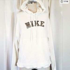 Nike Cotton Hoodie, Woman, Pullover, Pckts  Logo, White, Drawstring, Lghtwght, S